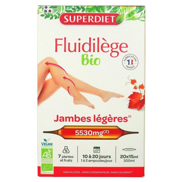 Superdiet Fluidilège Bio Jambes Légères - 20 Ampoules