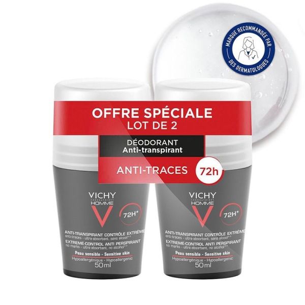 Anti-Transpirant Bille Contrôle Extrême 72H Homme - 2 x 50 ml