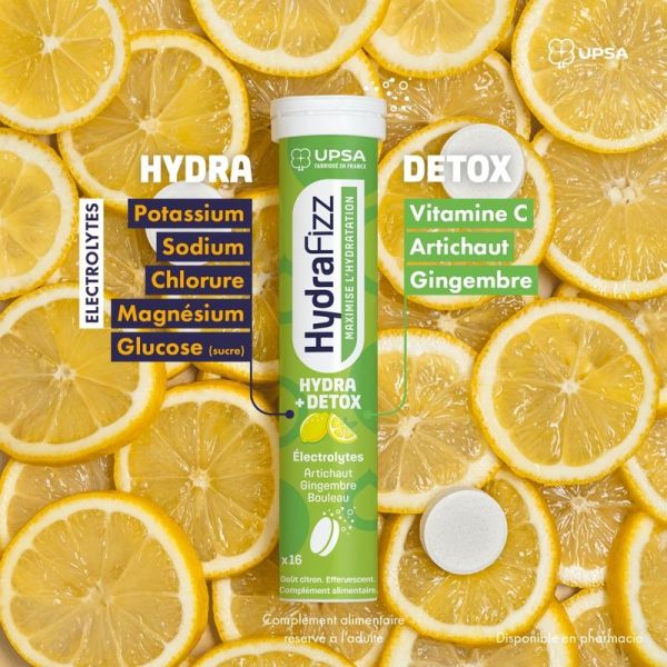 HydraFizz Hydra Sans Sucre goût citron - 16 comprimés effervescents