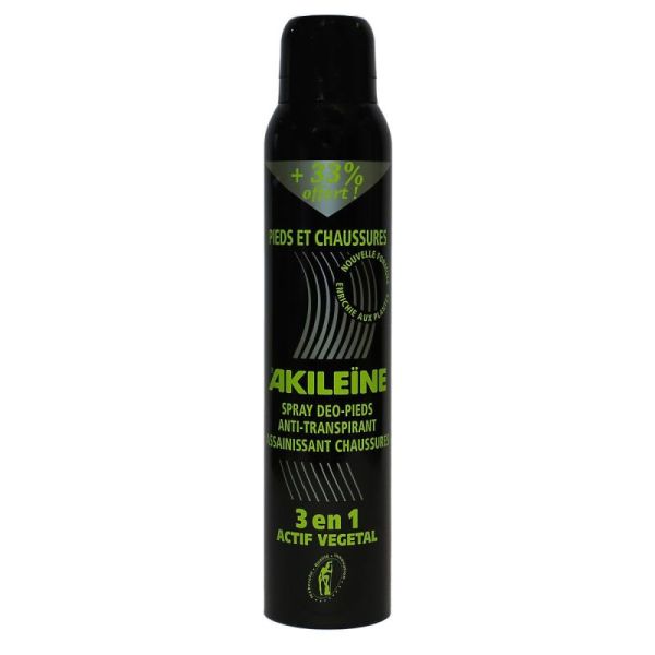 Akileine Spray deo pied et chaussure anti traspirant et assainissant Spray noir - 150 ml