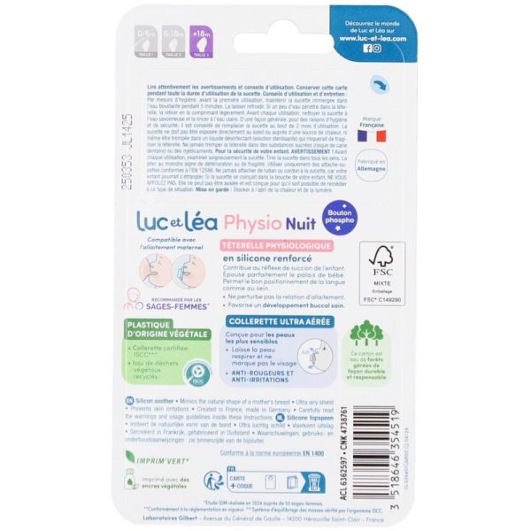Sucet Nuit Physiologique +18M - P9 x2