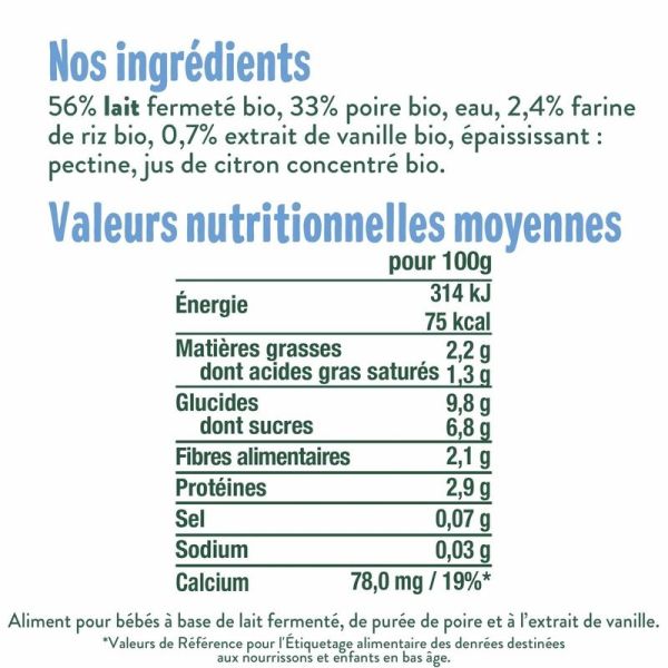 Brassé au lait de vache poire vanille - 90gr