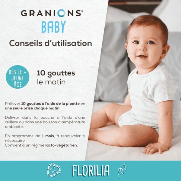 Baby Florilia - Probiotiques - Solution Buvable - Compte Gouttes - Goût Neutre - 15ml