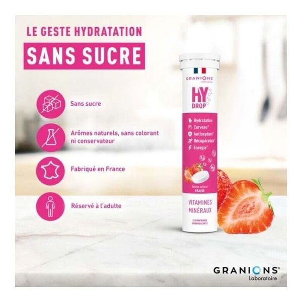 Hydrop Hydratation Électrolytes - Fraise - 20 comprimés