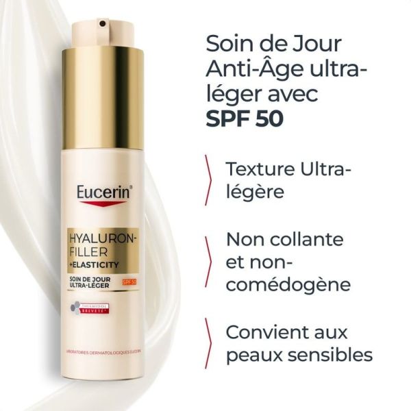 Soin de Jour Ultra-Léger SPF50 Hyaluron-Filler + Elasticity - 50 ml