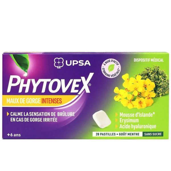 UPSA Phytovex Maux de Gorge Intenses - 20 Pastilles