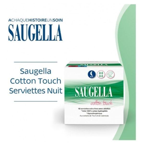 Cotton Touch serviettes extra fines nuit avec ailettes - 12 unités
