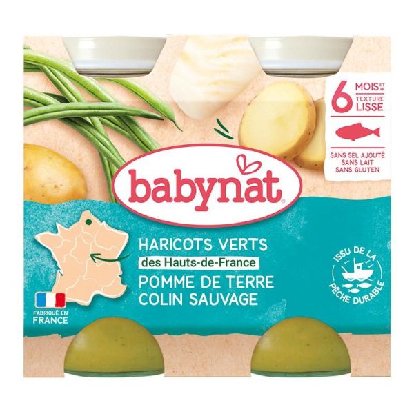 Babynat Haricots verts des Hauts-de-France Pomme de terre Colin Sauvage - 2x200g