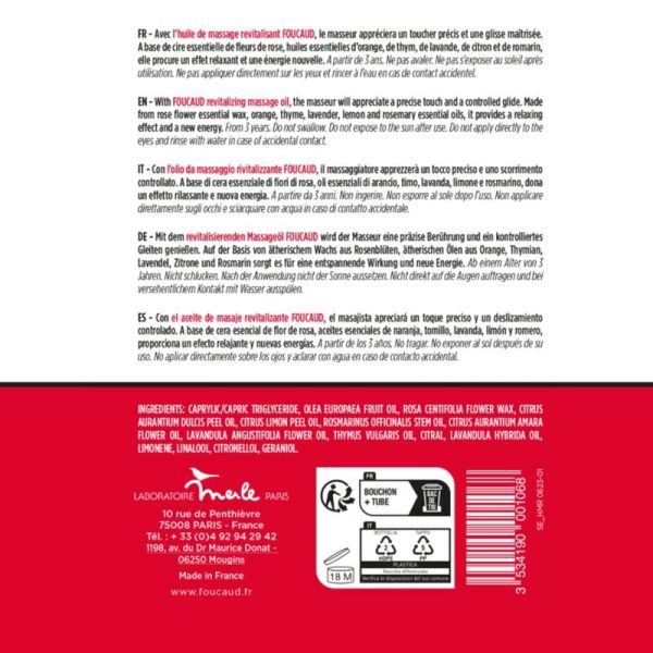 Huile de Massage revitalisante - 200 ml