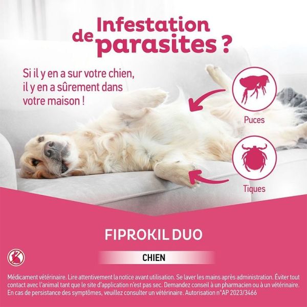 Fiprokil Duo Chien Moyen - 4 pipettes de 1,34 ml