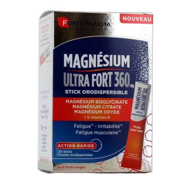 Magnésium Ultra Fort 360 mg - 30 sticks orodispersibles