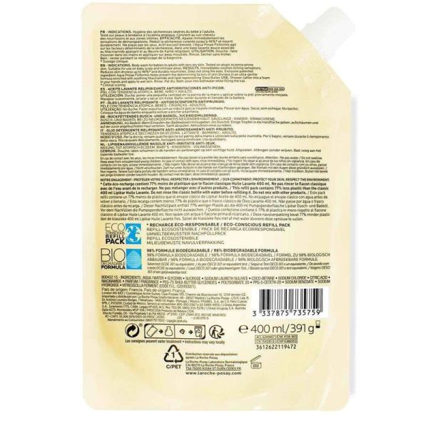 LIPIKAR AP+ - Huile Lavante Recharge - 400ml