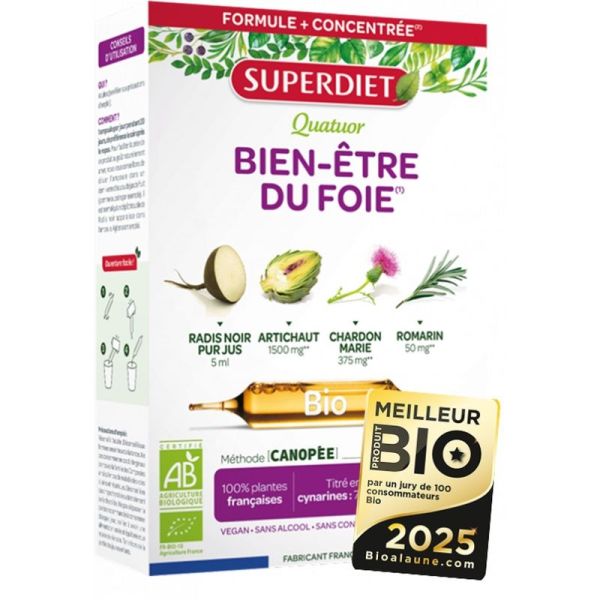 Quatuor Bien-être du foie Bio - 20 ampoules