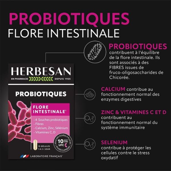 Probiotiques Flore Intestinale - 15 gélules