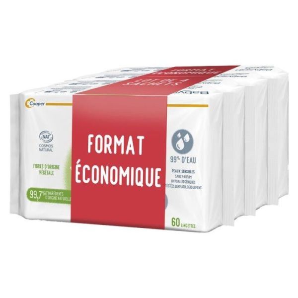 Lingettes Nettoyantes à l'Eau - 4x60 lingettes