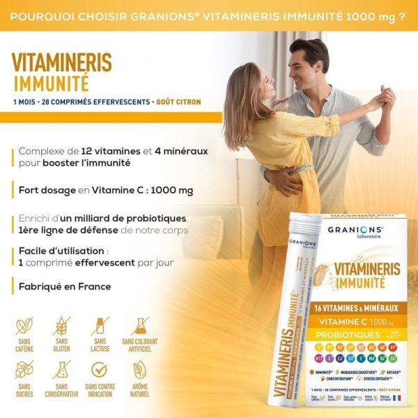 Construction musculaire Vitamineris Immunité 1000mg - 28 comprimés