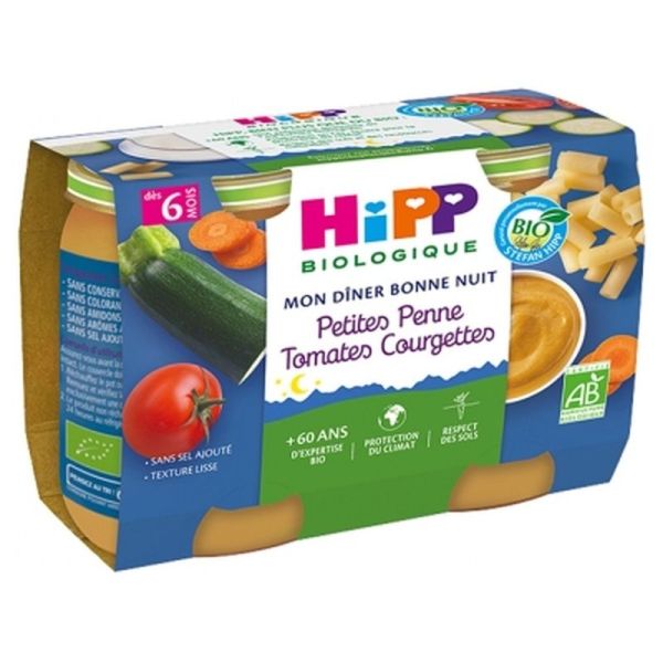 Mon Dîner Bonne Nuit Petites Penne Tomates Courgettes - 2x190g