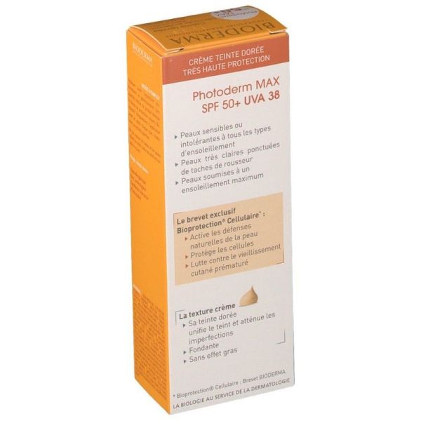 Crème solaire Teintée Dorée Peau Sensible Haute Protection SPF 50+ Photoderm MAX - 40 ml