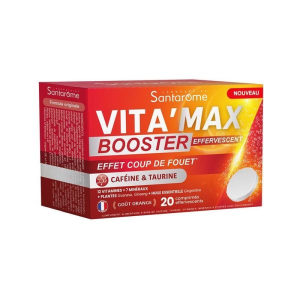 Vita'max Effervescent Booster Anti-Fatigue Goût Orange - 20 comprimés effervescents