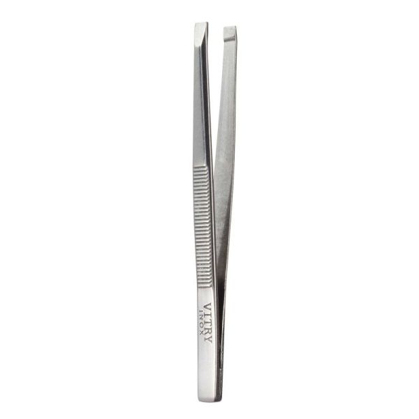 Pince à épiler inox mors rond - 8 cm