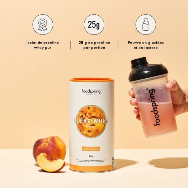 Clear Poudre Whey Thé Glacé Pêche-Hibiscus - 480g