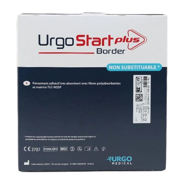 UrgoStart Plus Border pansement adhésif siliconé - 8 cm x 8 cm, 16 pansements