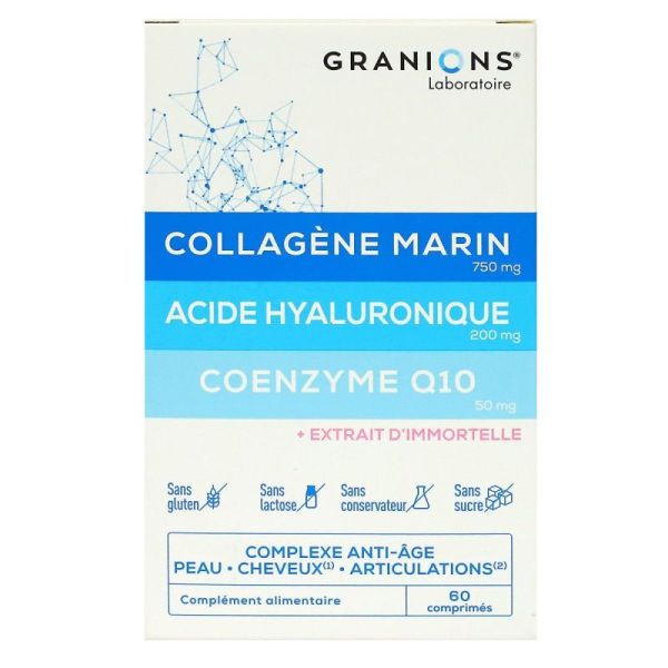 Granions Collagène Marin Acide Hyaluronique Coenzyme Q10 - 60 Comprimés