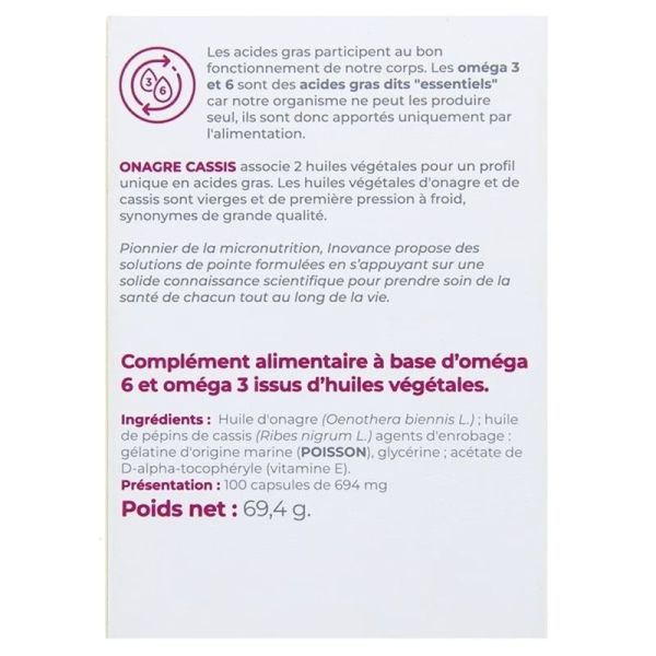 ONAGRE CASSIS - 100 capsules