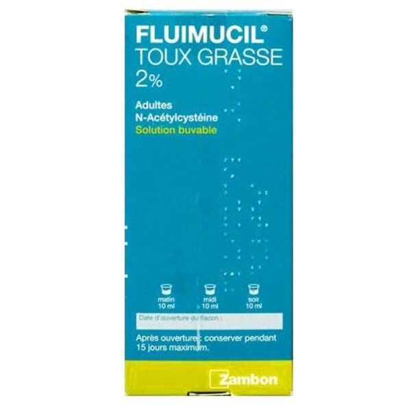 FLUIMUCIL EXPECTORANT ACETYLCYSTEINE 2 % ADULTES SANS SUCRE, solution buvable édulcorée à la saccharine sodique, au cyclamate de