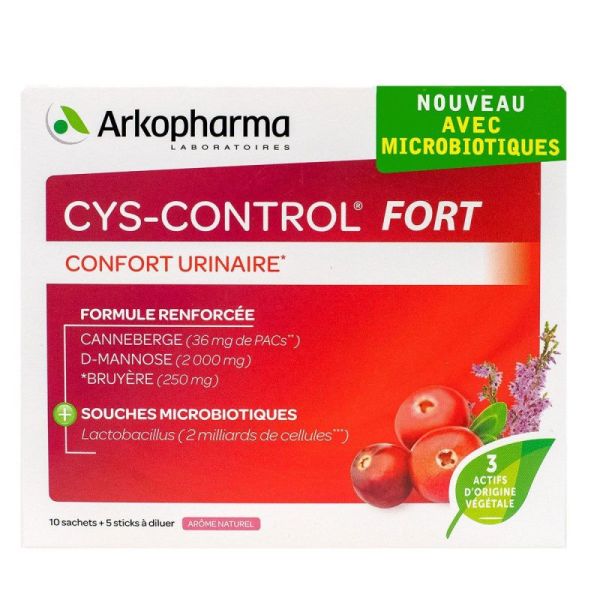 Arkopharma Cys-Control Fort - 10 Sachets + 5 Sticks à Diluer