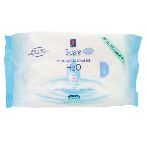 Biolane Lingettes bébé H2O - 72 Lingettes 