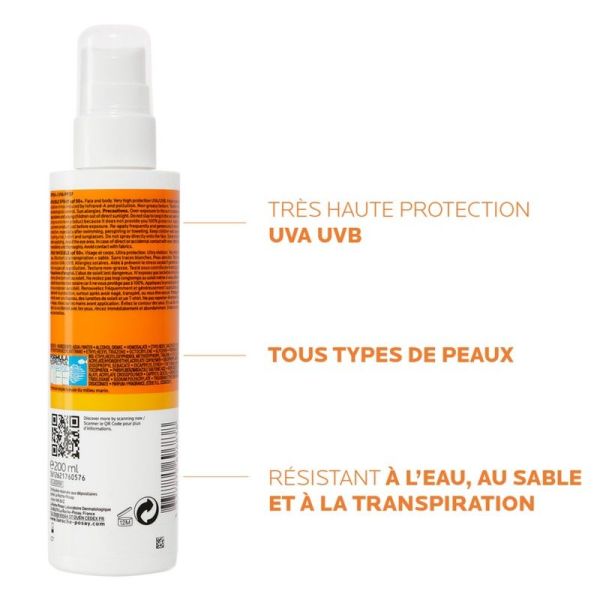 ANTHELIOS Spray Solaire Invisible Corps SPF50+ - 200ml