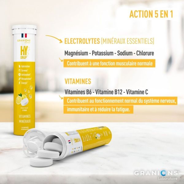HYDROP - Hydratation Électrolytes - Citron - 20 comprimés