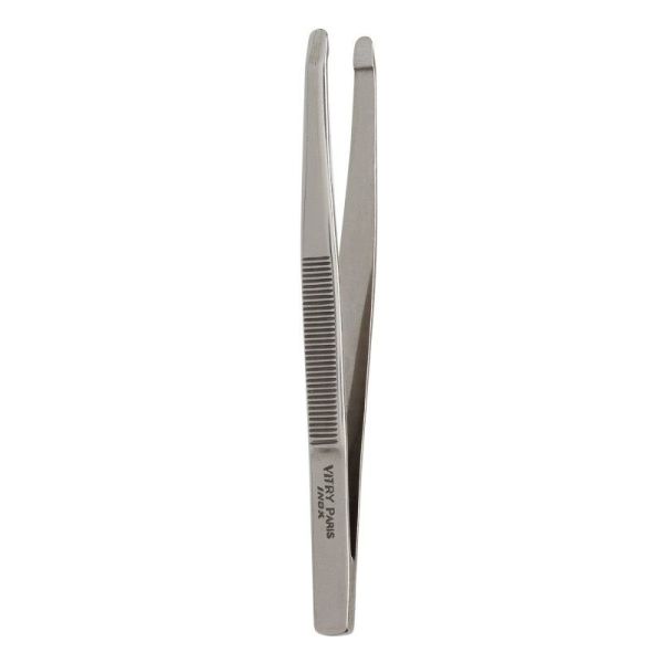 Pince à épiler inox mors rond - 8 cm