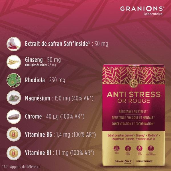 Anti Stress Or Rouge 15 comprimés