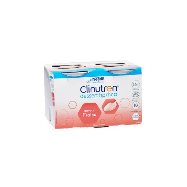 Clinutren Dessert HP/HC+ saveur fraise - 4x200g