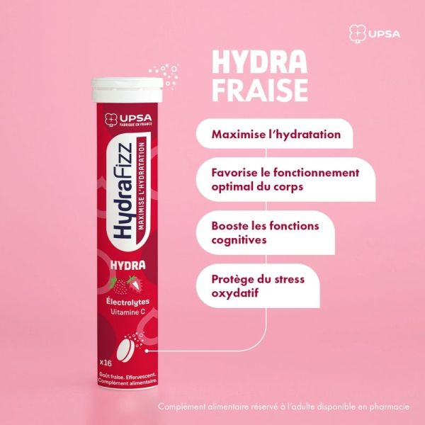 HydraFizz Hydra Sans Sucre goût citron - 16 comprimés effervescents