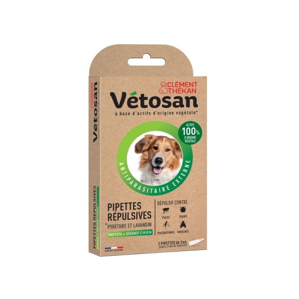 Pipettes répulsives pour moyen et grand chien - 2 Pipettes spot-on 3mL