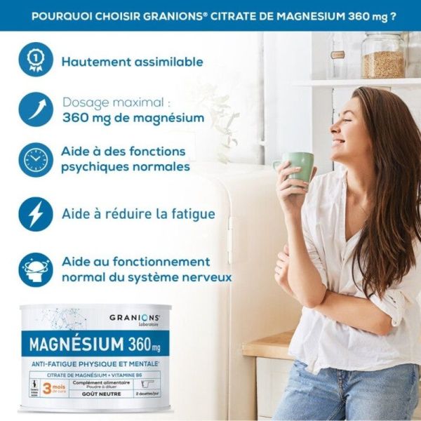 Citrate de Magnésium en poudre - 360 mg