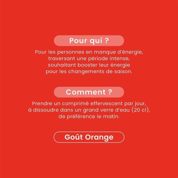 Vita'max Effervescent Booster Anti-Fatigue Goût Orange - 20 comprimés effervescents