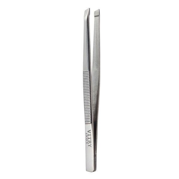 Pince à épiler inox mors rond - 8 cm