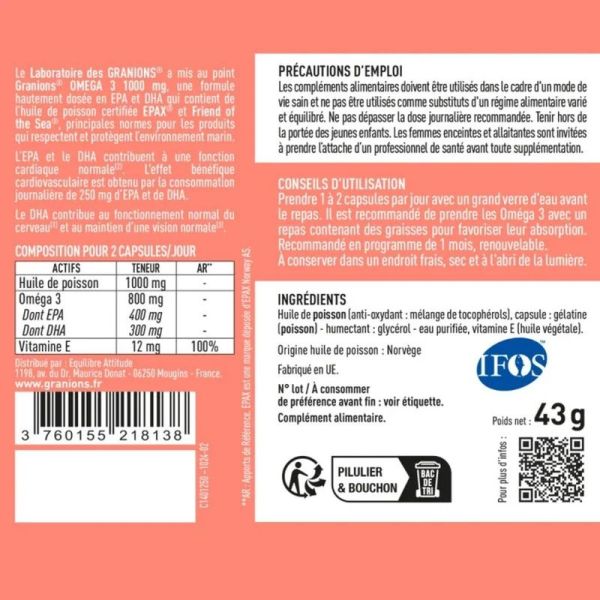 Oméga 3 1000 mg - 60 capsules molles