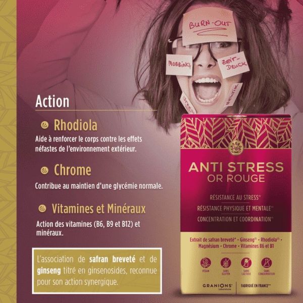 Anti Stress Or Rouge - 15 comprimés