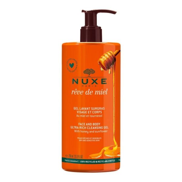 REVE DE MIEL Gel Lavant Surgras visage et corps - 750ml