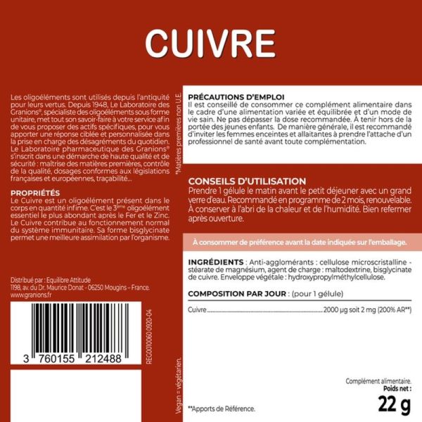 Cuivre - 60 gélules