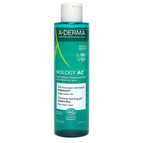 A-DERMA Biology AC Gel Moussant Nettoyant Purifiant Bio - 200 ml