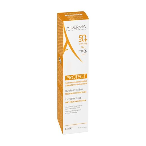 A-DERMA PROTECT Fluide solaire visage invisible SPF50+ - 40ml