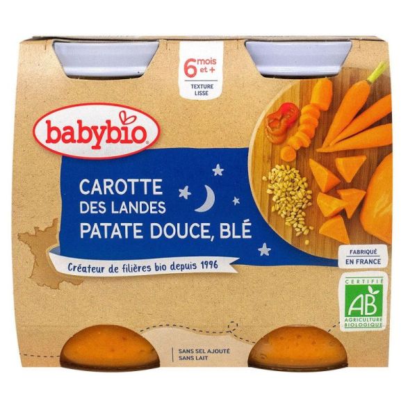 Petit pot Bonne Nuit - Carotte des Landes, Patate Douce & Blé, 2x200gr