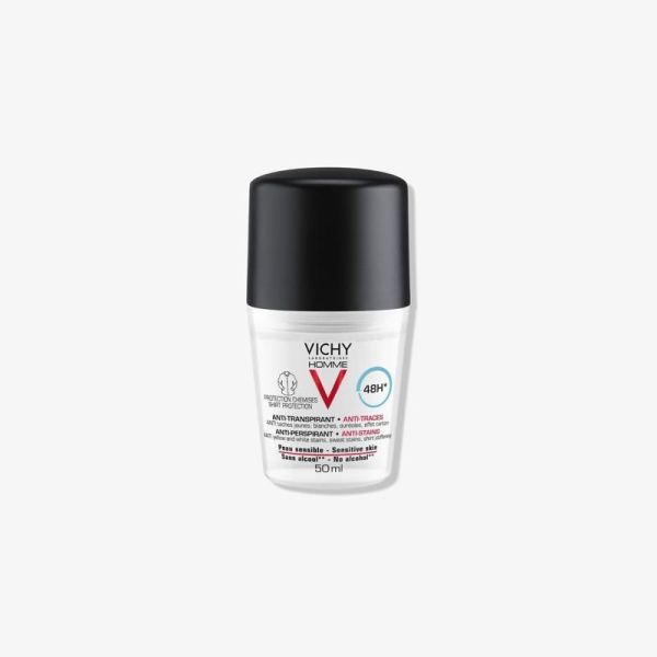 VICHY HOMME DÉODORANT ANTI-TRANSPIRANT 48H - ANTI-TRACES - ROLL-ON - 50 ML
