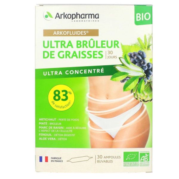 Arkofluide Bio Ultra Brûleur de Graisses Vegan - 30 Ampoules